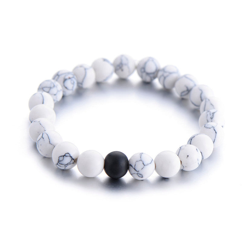 2Pcs/Set Couples Distance Bracelet Classic Natural Stone Yin and yang Beaded Bracelets for Men Women - AFRICAN SOUGOU