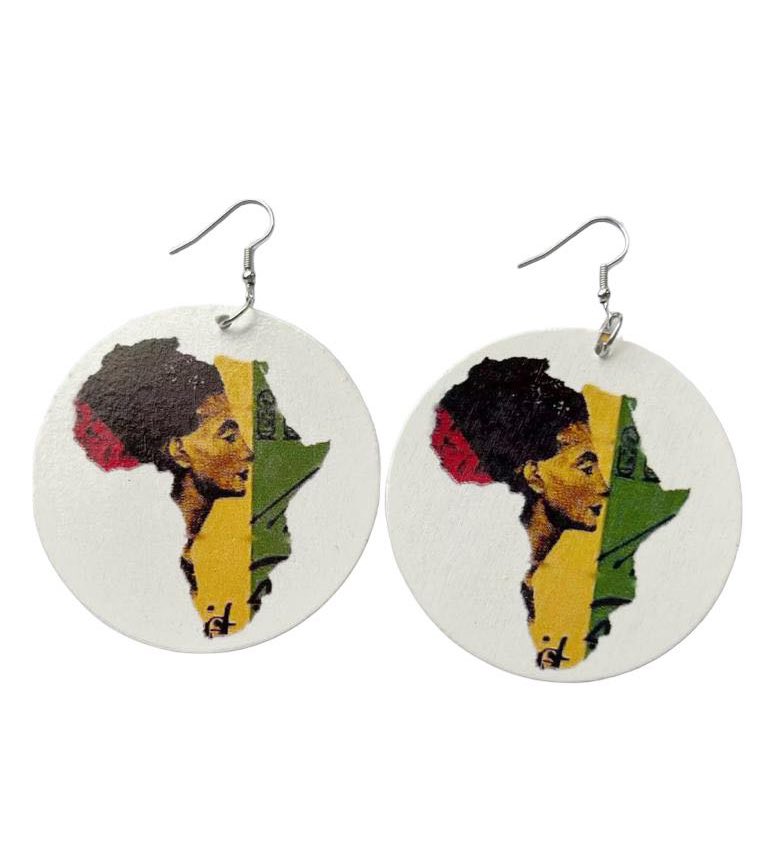 4 Pieces Women’s African Jewelry Multicolor Jamaican rasta earrings wood dangle earrings