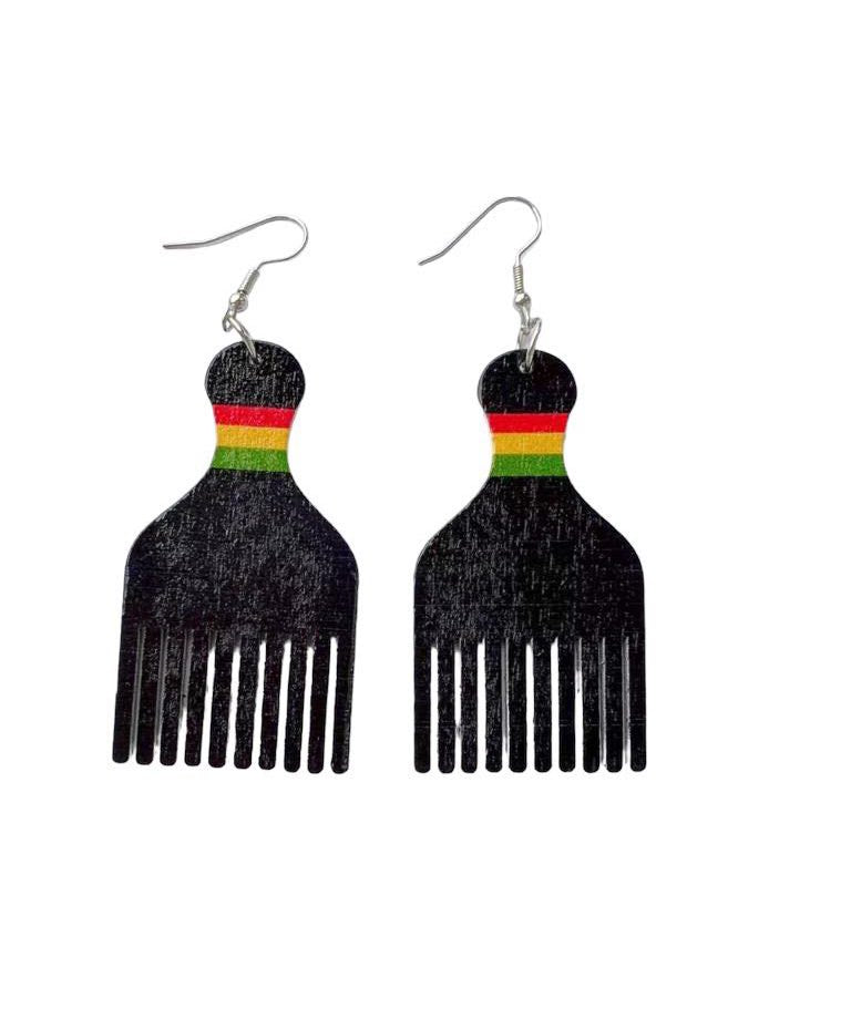 4 Pieces Women’s African Jewelry Multicolor Jamaican rasta earrings wood dangle earrings