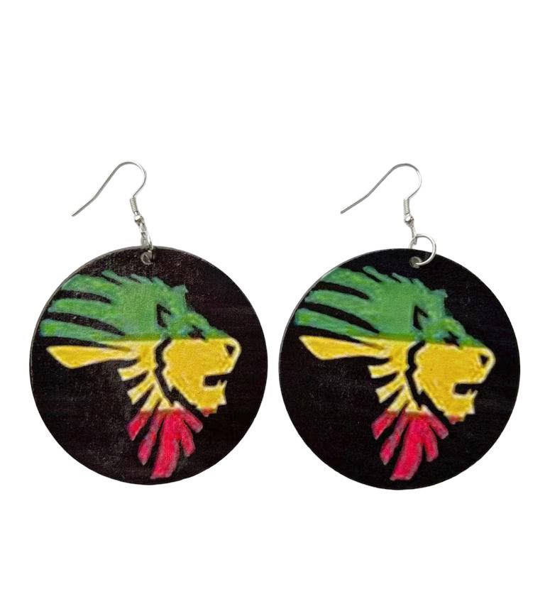 4 Pieces Women’s African Jewelry Multicolor Jamaican rasta earrings wood dangle earrings