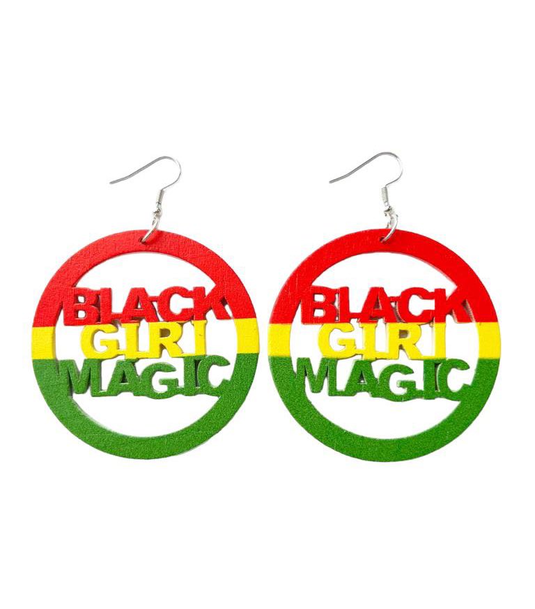4 Pieces Women’s African Jewelry Multicolor Jamaican rasta earrings wood dangle earrings