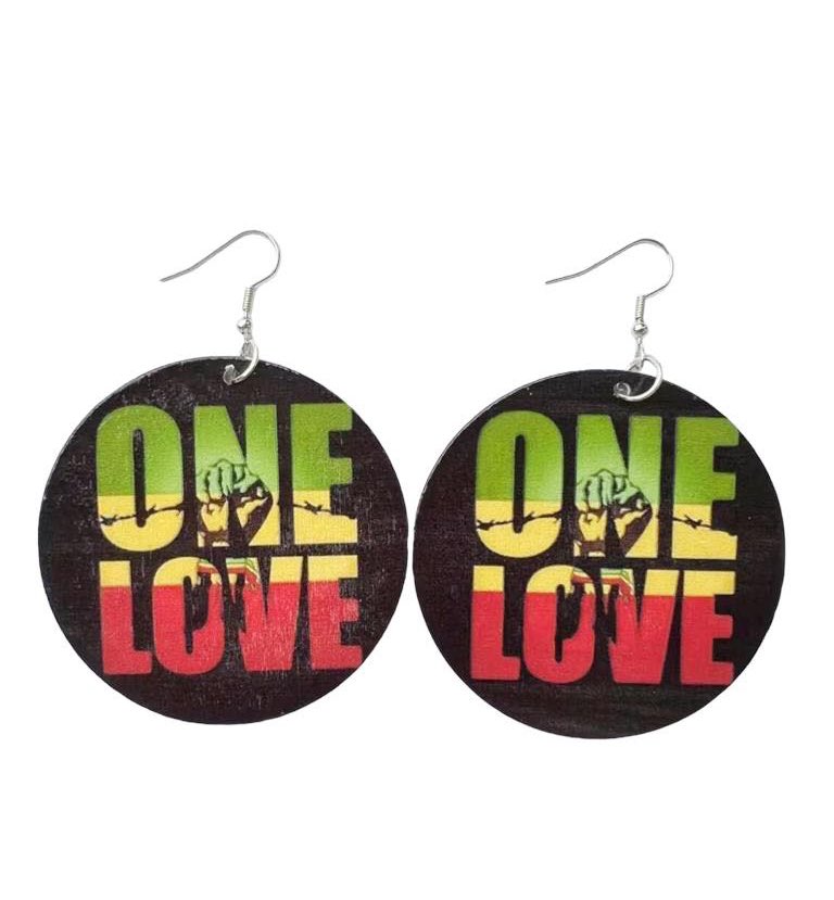 4 Pieces Women’s African Jewelry Multicolor Jamaican rasta earrings wood dangle earrings