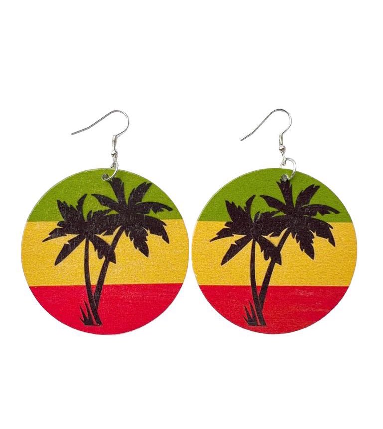 4 Pieces Women’s African Jewelry Multicolor Jamaican rasta earrings wood dangle earrings