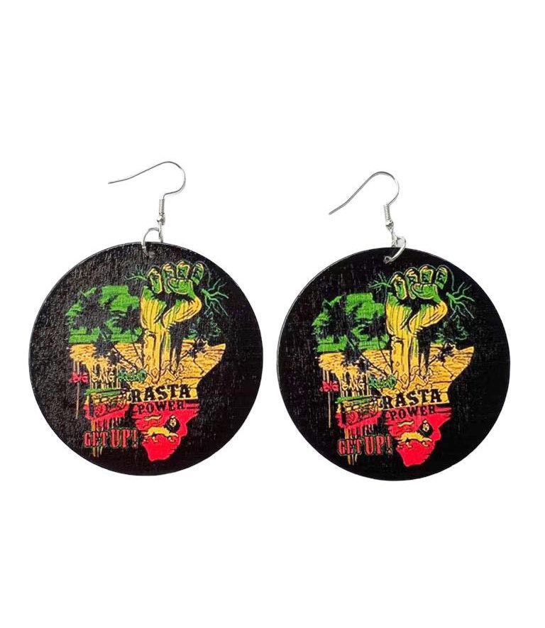 4 Pieces Women’s African Jewelry Multicolor Jamaican rasta earrings wood dangle earrings