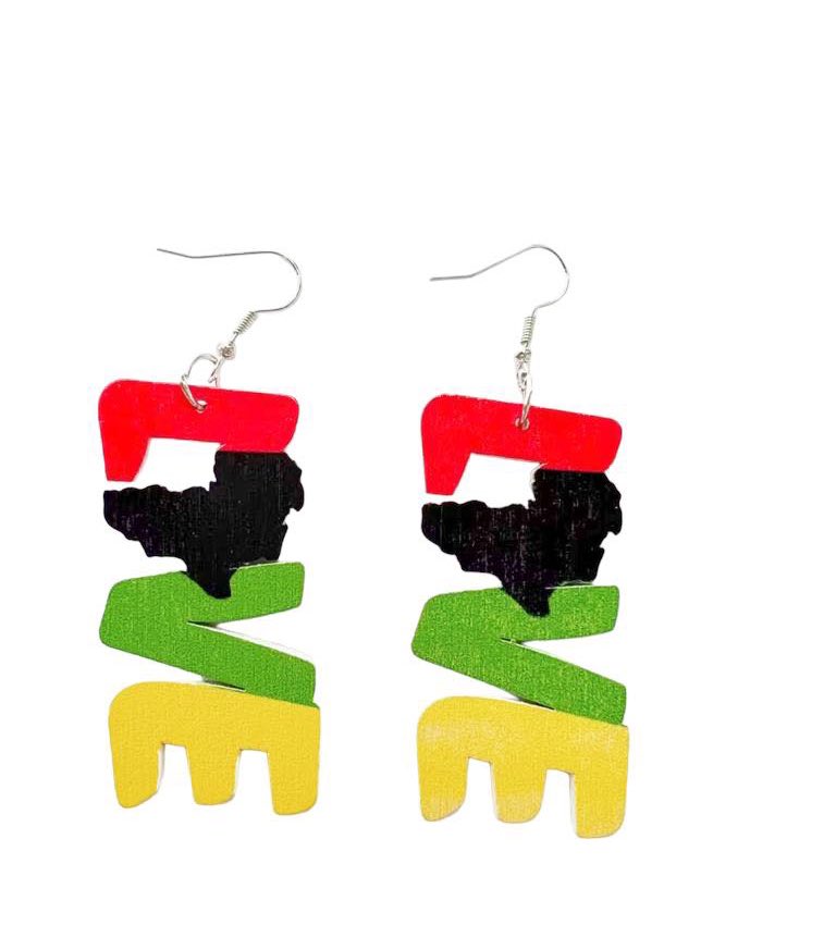 4 Pieces Women’s African Jewelry Multicolor Jamaican rasta earrings wood dangle earrings
