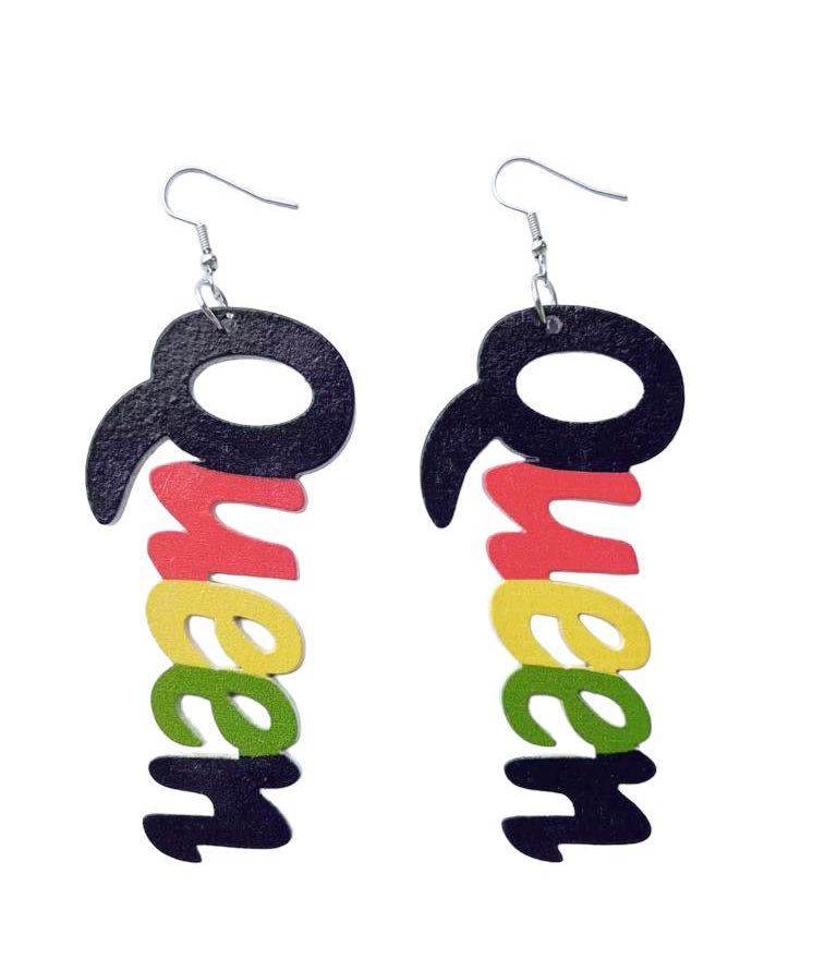 4 Pieces Women’s African Jewelry Multicolor Jamaican rasta earrings wood dangle earrings