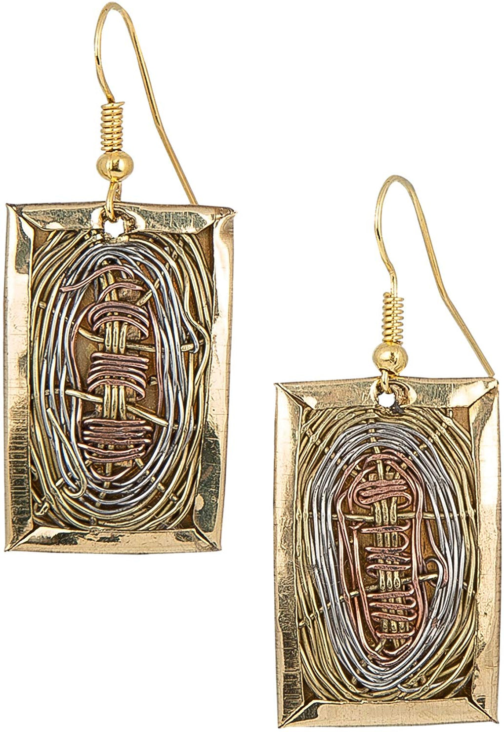 Handmade 3 Toned Basket Weave Earrings || African Sougou Collection