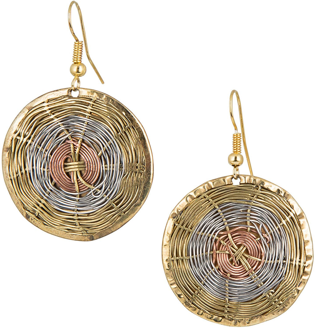 Handmade 3 Toned Basket Weave Earrings || African Sougou Collection