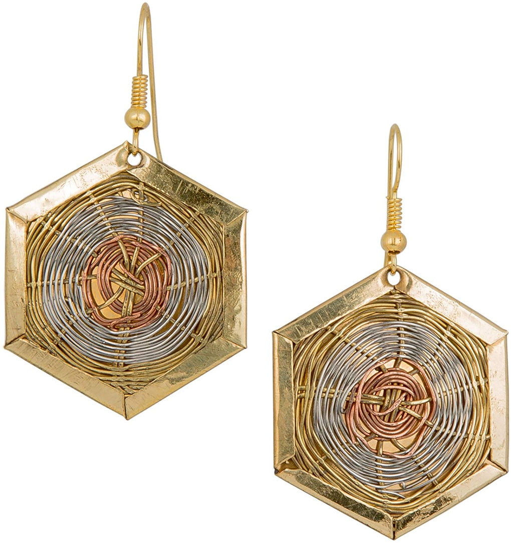 Handmade 3 Toned Basket Weave Earrings || African Sougou Collection