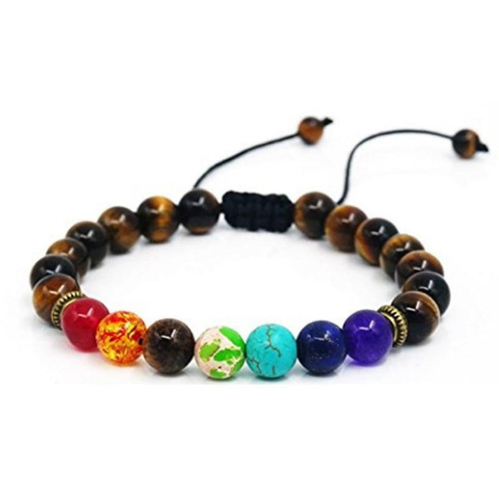 Men Women 8mm Lava Rock 7 Chakras Aromatherapy Essential Oil Diffuser Bracelet Braided Rope Natural Stone Yoga Beads Bracelet// African Sougou Collection - AFRICAN SOUGOU