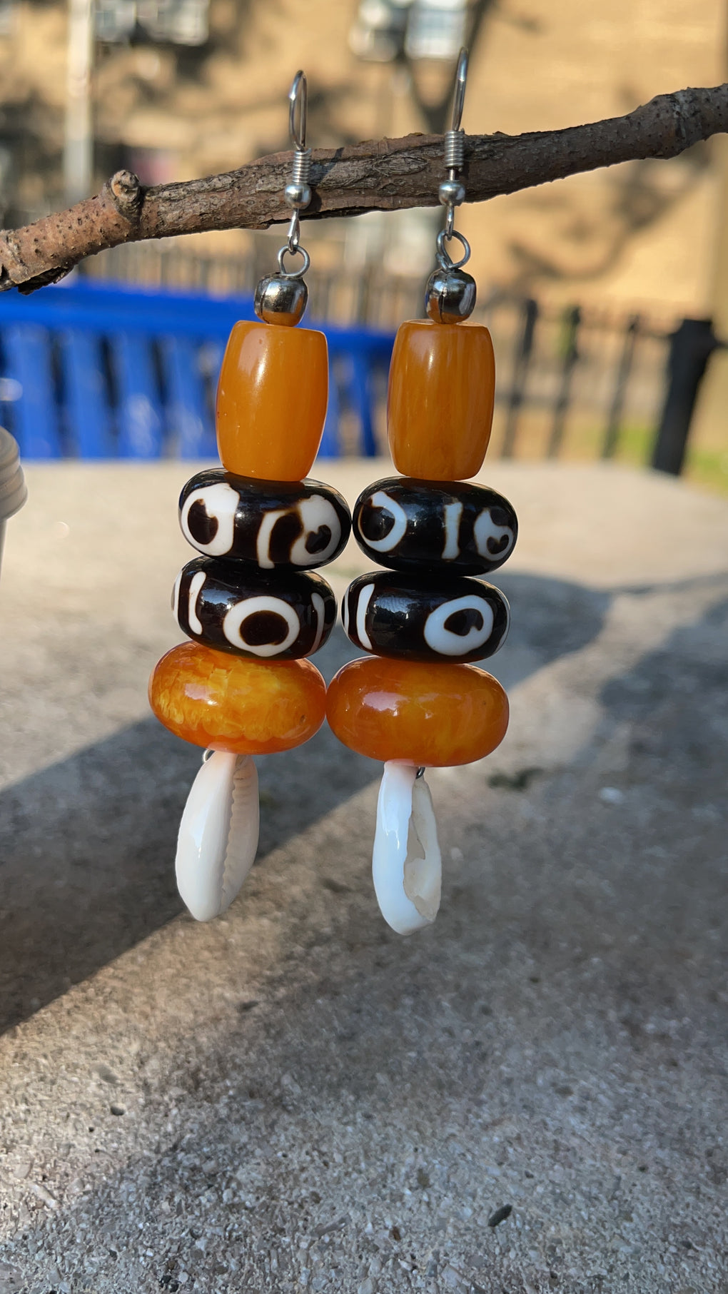 African inspired Batik bone bead earrings, Ethnic dangle Bead Earrings // African Sougou Collection