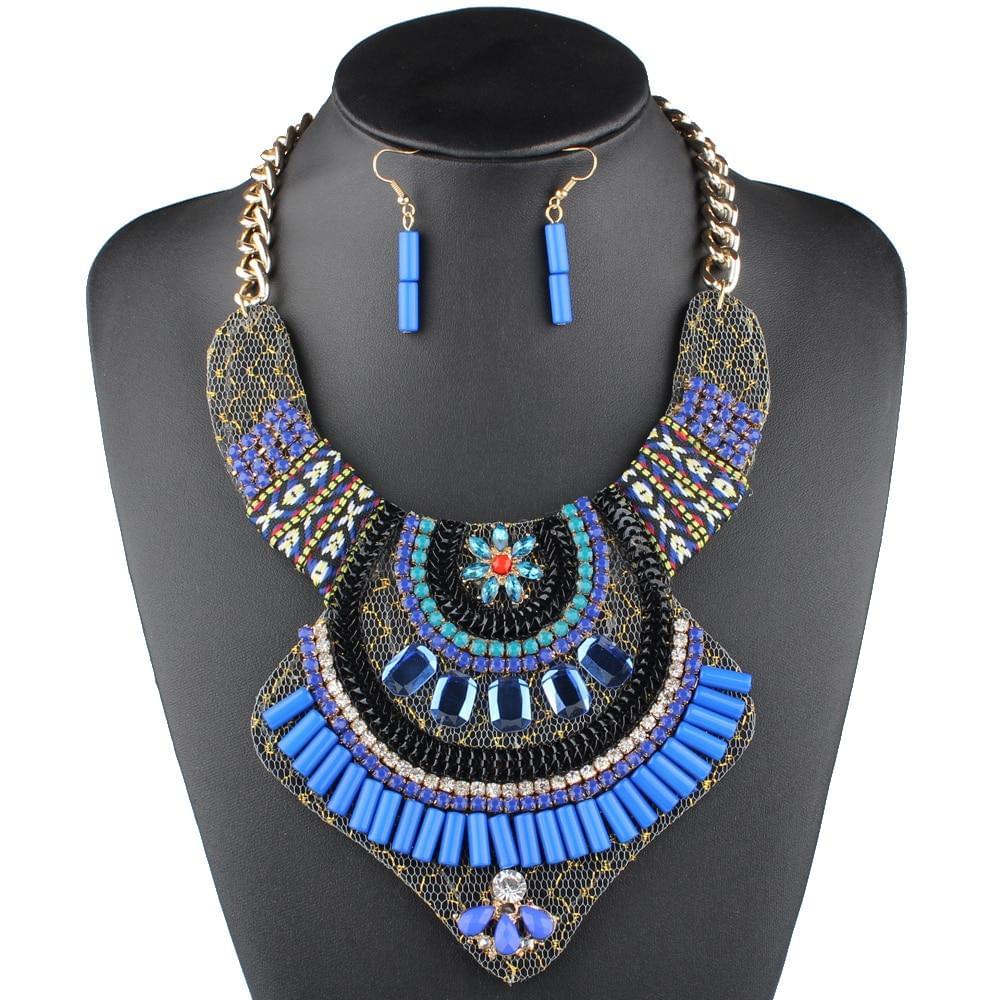 Crystal Bohemian Necklace and Earrings - AFRICAN SOUGOU