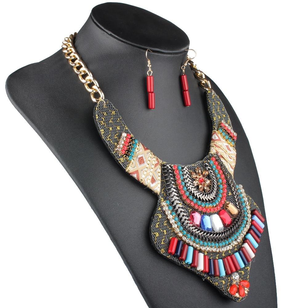 Crystal Bohemian Necklace and Earrings - AFRICAN SOUGOU