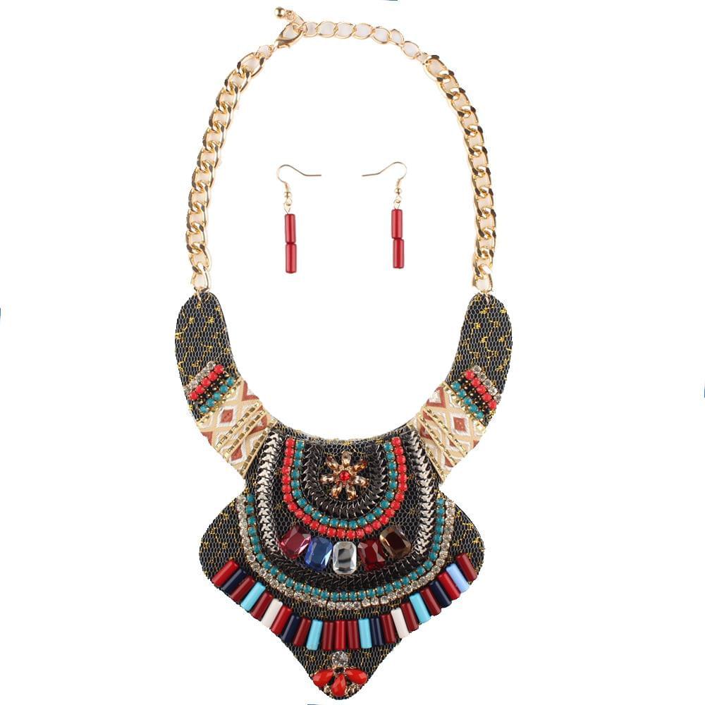 Crystal Bohemian Necklace and Earrings - AFRICAN SOUGOU