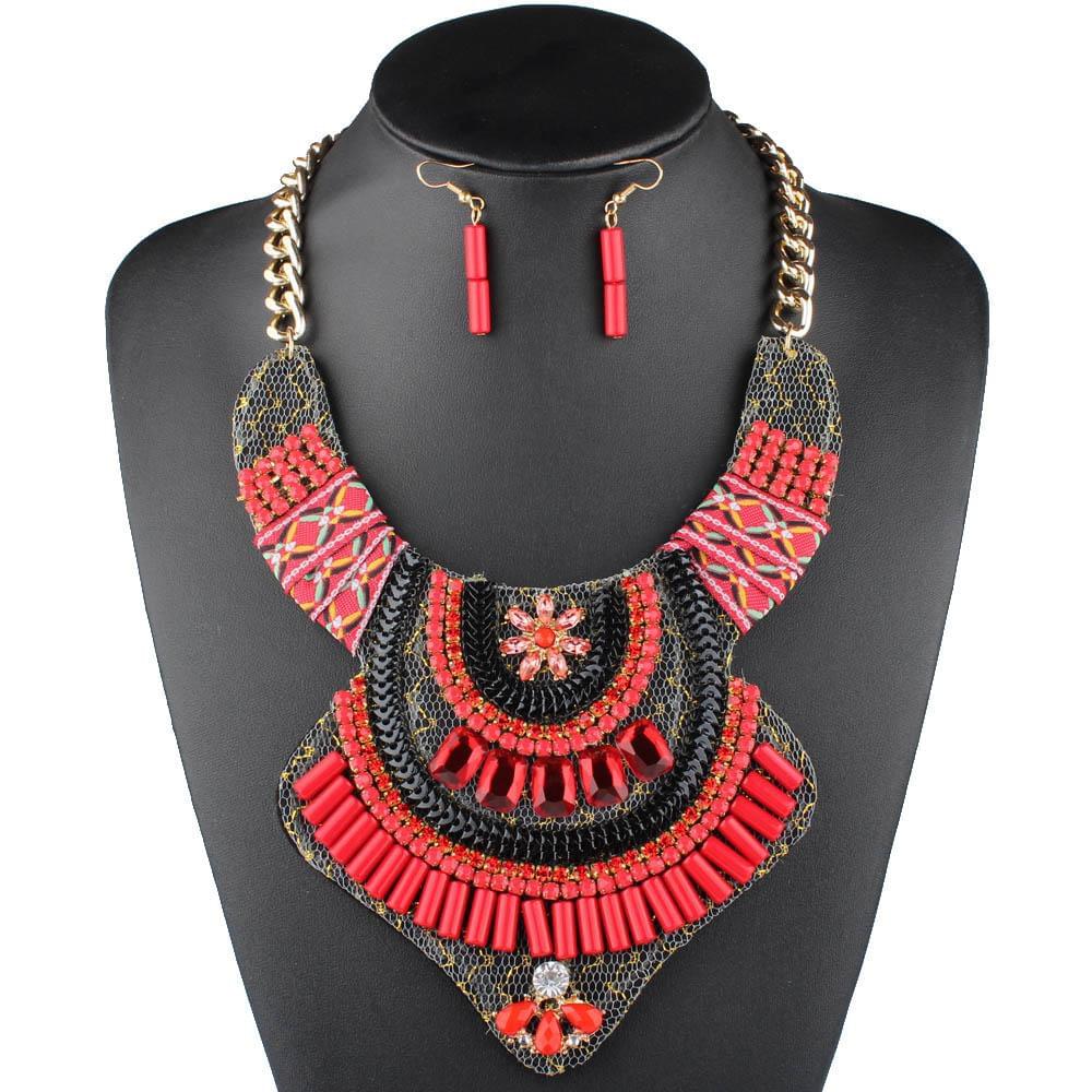 Crystal Bohemian Necklace and Earrings - AFRICAN SOUGOU