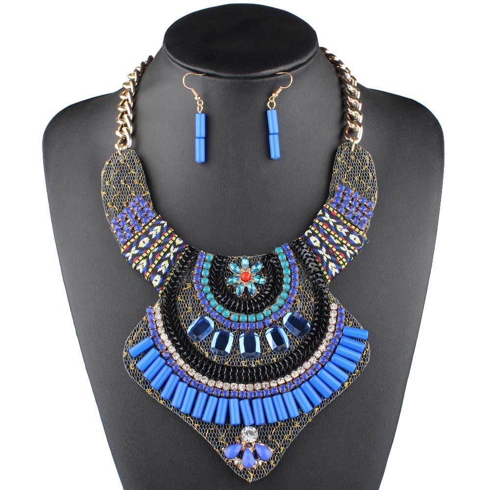 Crystal Bohemian Necklace and Earrings - AFRICAN SOUGOU