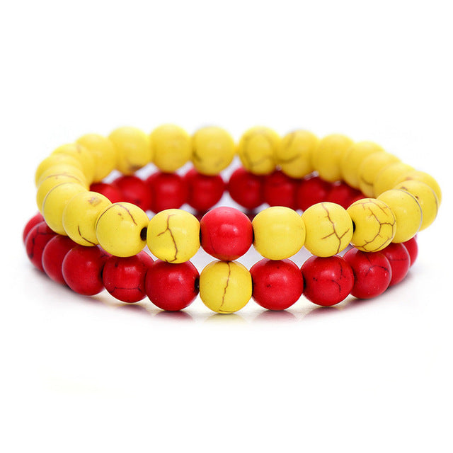 2Pcs/Set Couples Distance Bracelet Classic Natural Stone Yin and yang Beaded Bracelets for Men Women - AFRICAN SOUGOU