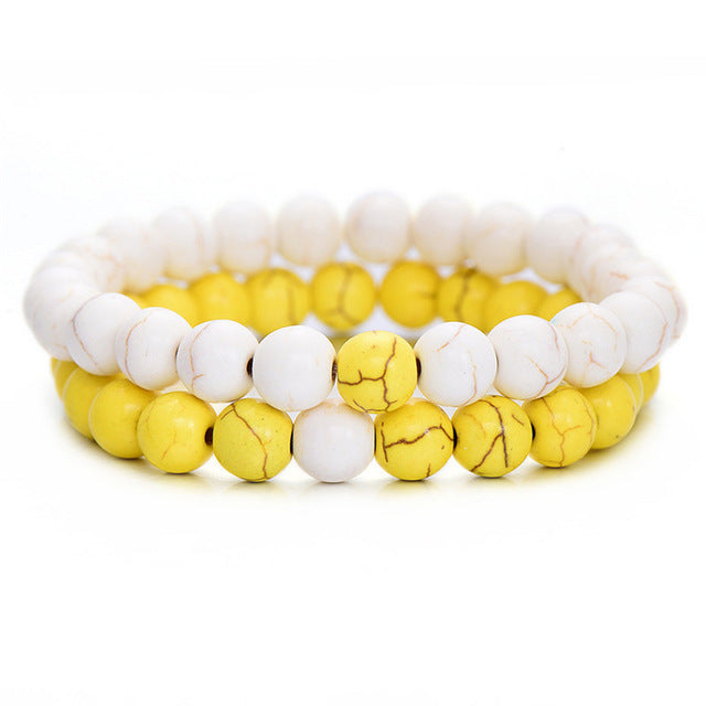2Pcs/Set Couples Distance Bracelet Classic Natural Stone Yin and yang Beaded Bracelets for Men Women - AFRICAN SOUGOU