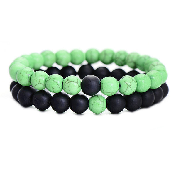 2Pcs/Set Couples Distance Bracelet Classic Natural Stone Yin and yang Beaded Bracelets for Men Women - AFRICAN SOUGOU