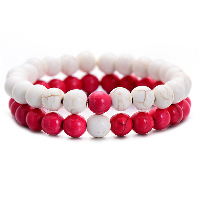 2Pcs/Set Couples Distance Bracelet Classic Natural Stone Yin and yang Beaded Bracelets for Men Women - AFRICAN SOUGOU
