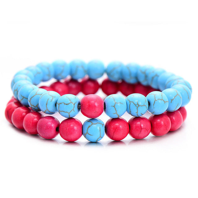 2Pcs/Set Couples Distance Bracelet Classic Natural Stone Yin and yang Beaded Bracelets for Men Women - AFRICAN SOUGOU