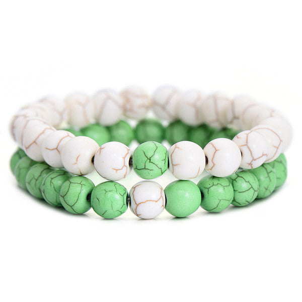 2Pcs/Set Couples Distance Bracelet Classic Natural Stone Yin and yang Beaded Bracelets for Men Women - AFRICAN SOUGOU