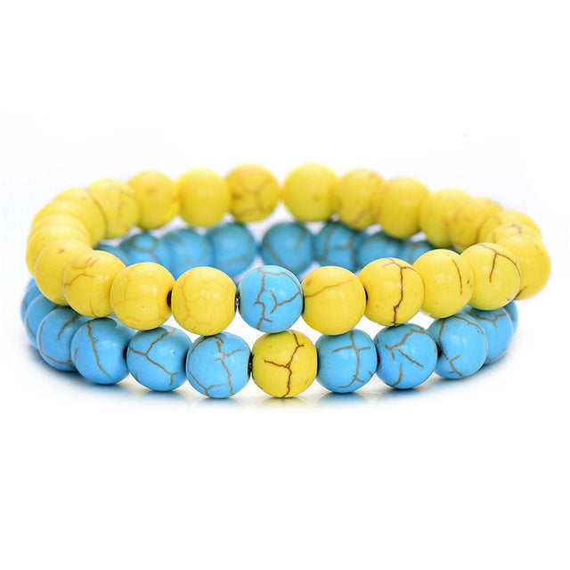 2Pcs/Set Couples Distance Bracelet Classic Natural Stone Yin and yang Beaded Bracelets for Men Women - AFRICAN SOUGOU