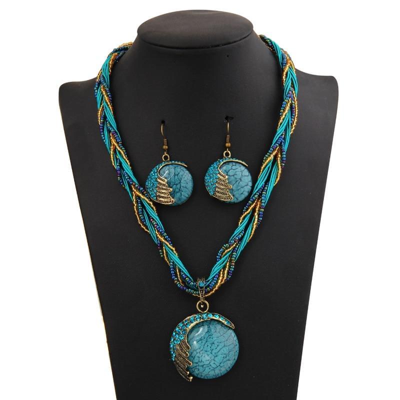 Natural Stone Pendants & Necklaces Blue Crystal Drop Earrings - AFRICAN SOUGOU