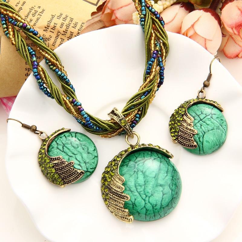 Natural Stone Pendants & Necklaces Blue Crystal Drop Earrings - AFRICAN SOUGOU