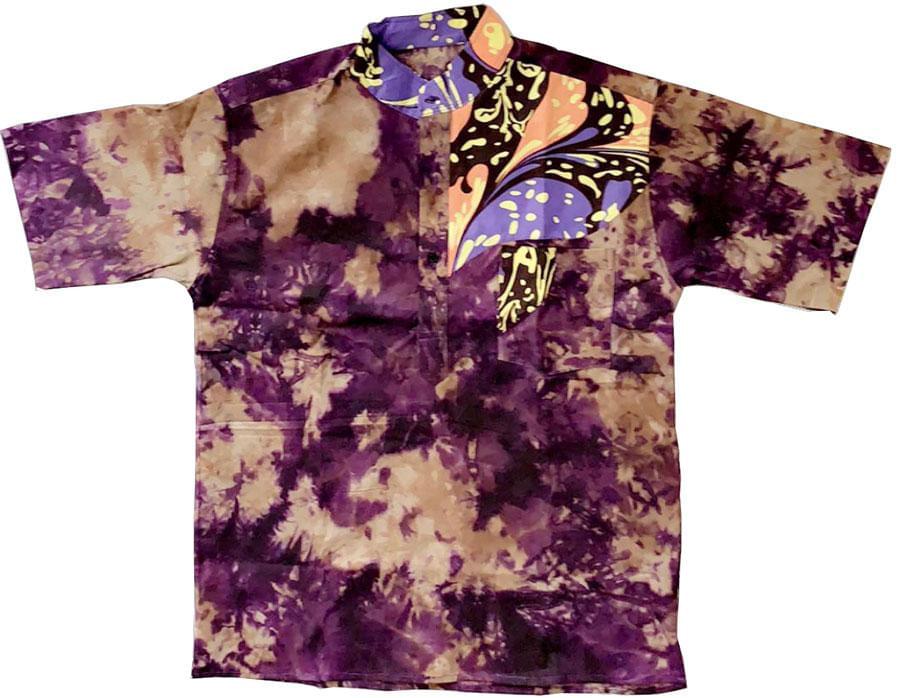 Purple men Short sleeves shirt - AFRICAN SOUGOU