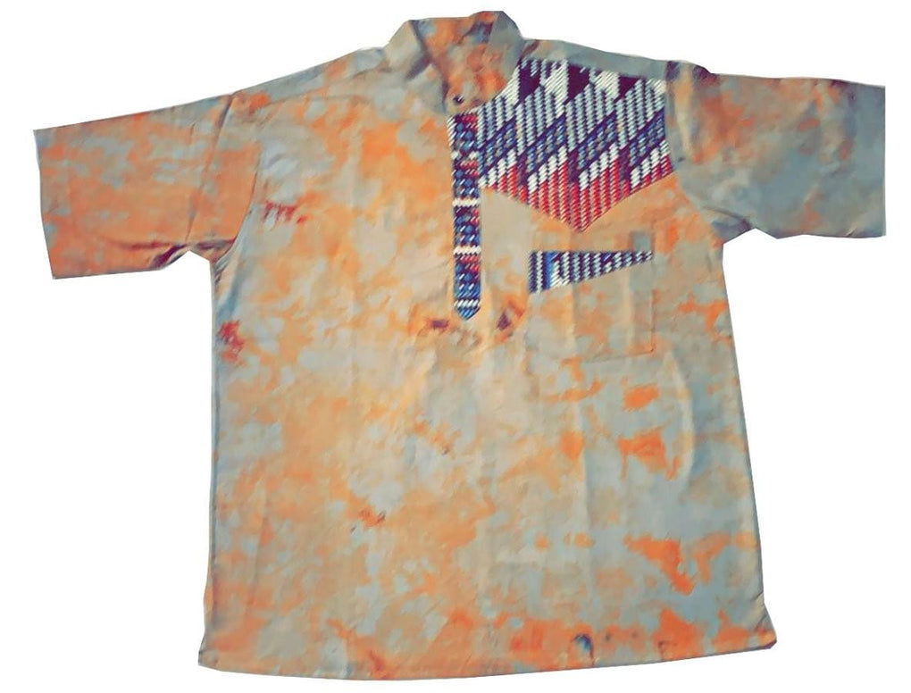 Orange men short sleeves shirt - AFRICAN SOUGOU