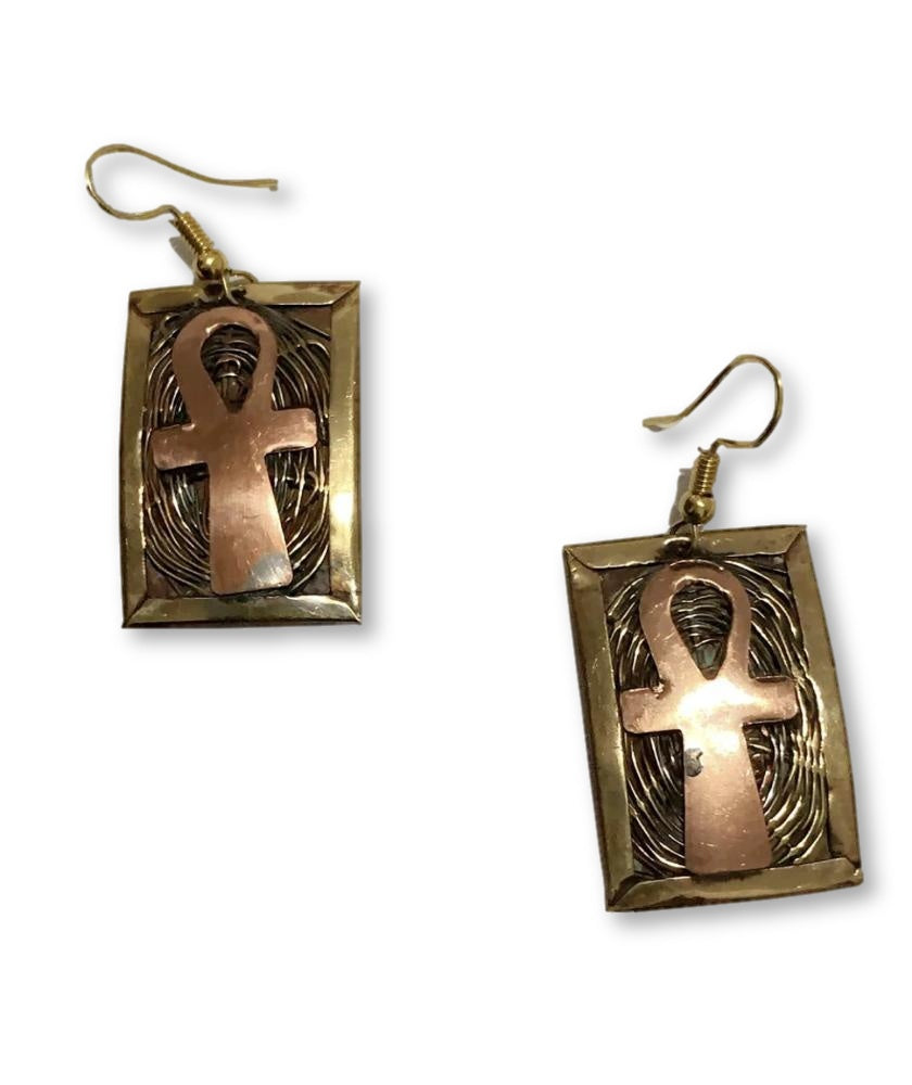 Handmade 3 Toned cross Basket Weave Earrings - AFRICAN SOUGOU