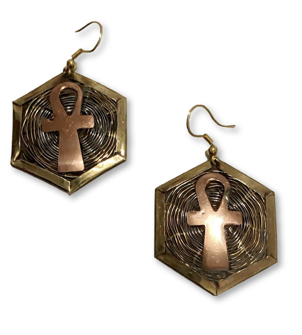 Handmade 3 Toned cross Basket Weave Earrings - AFRICAN SOUGOU