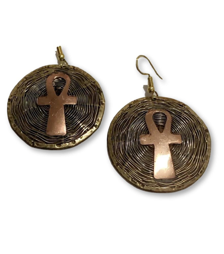 Handmade 3 Toned cross Basket Weave Earrings - AFRICAN SOUGOU