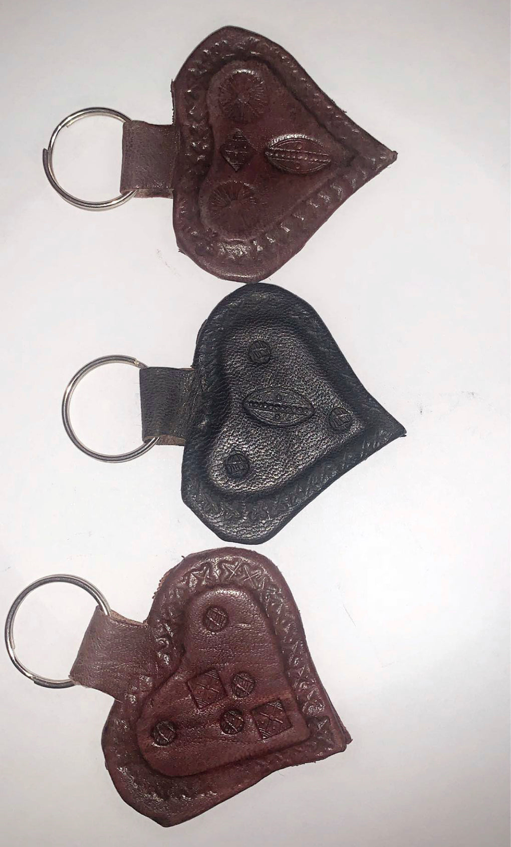 Leather Keychain Handmade Gravel Love Heart // African Sougou collection - AFRICAN SOUGOU