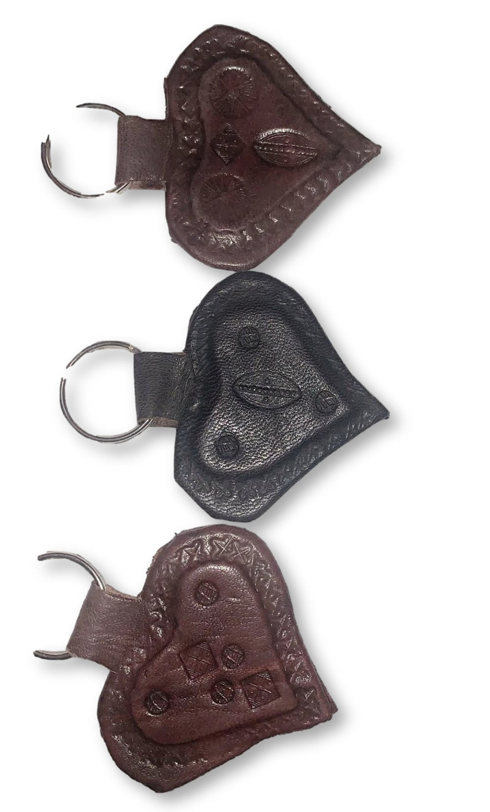 Leather Keychain Handmade Gravel Love Heart // African Sougou collection - AFRICAN SOUGOU