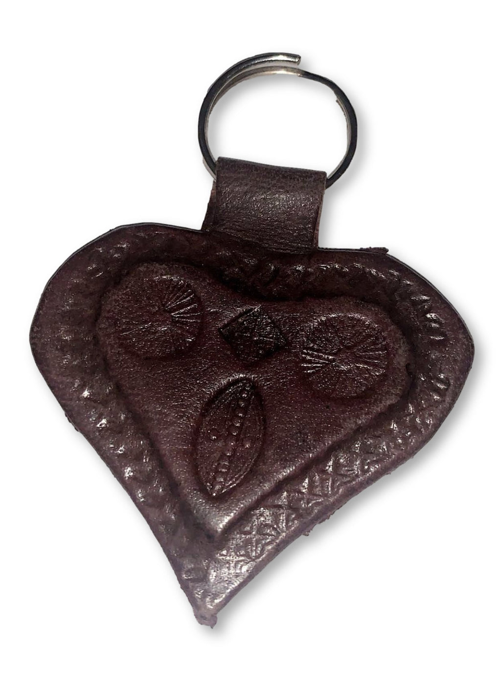 Leather Keychain Handmade Gravel Love Heart // African Sougou collection - AFRICAN SOUGOU
