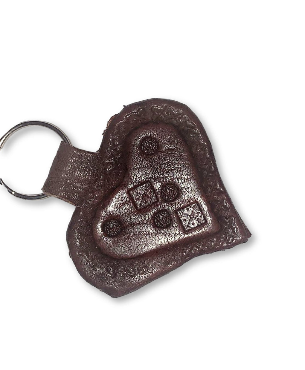 Leather Keychain Handmade Gravel Love Heart // African Sougou collection - AFRICAN SOUGOU
