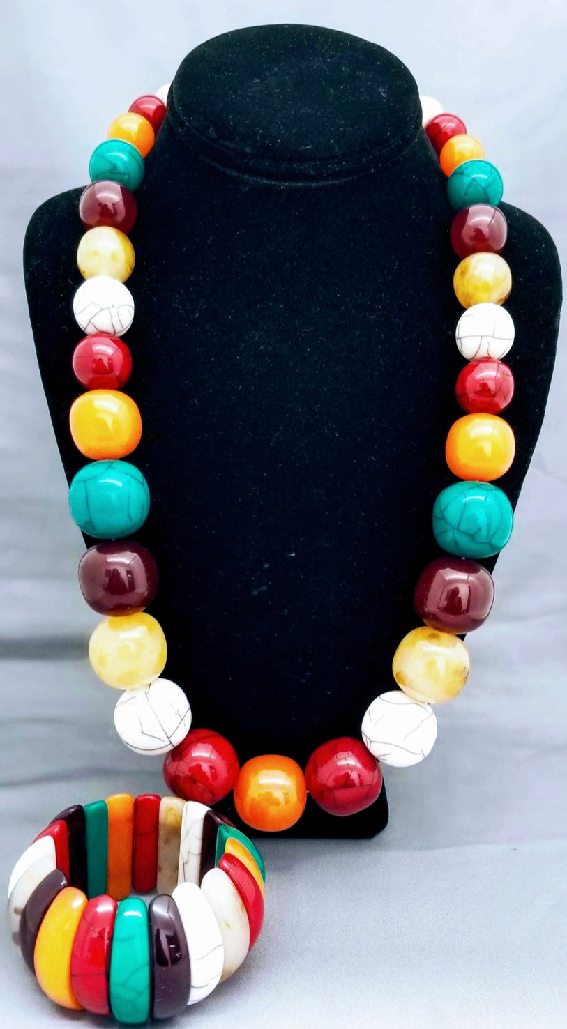 Natural Stone Round bead necklace and bracelet