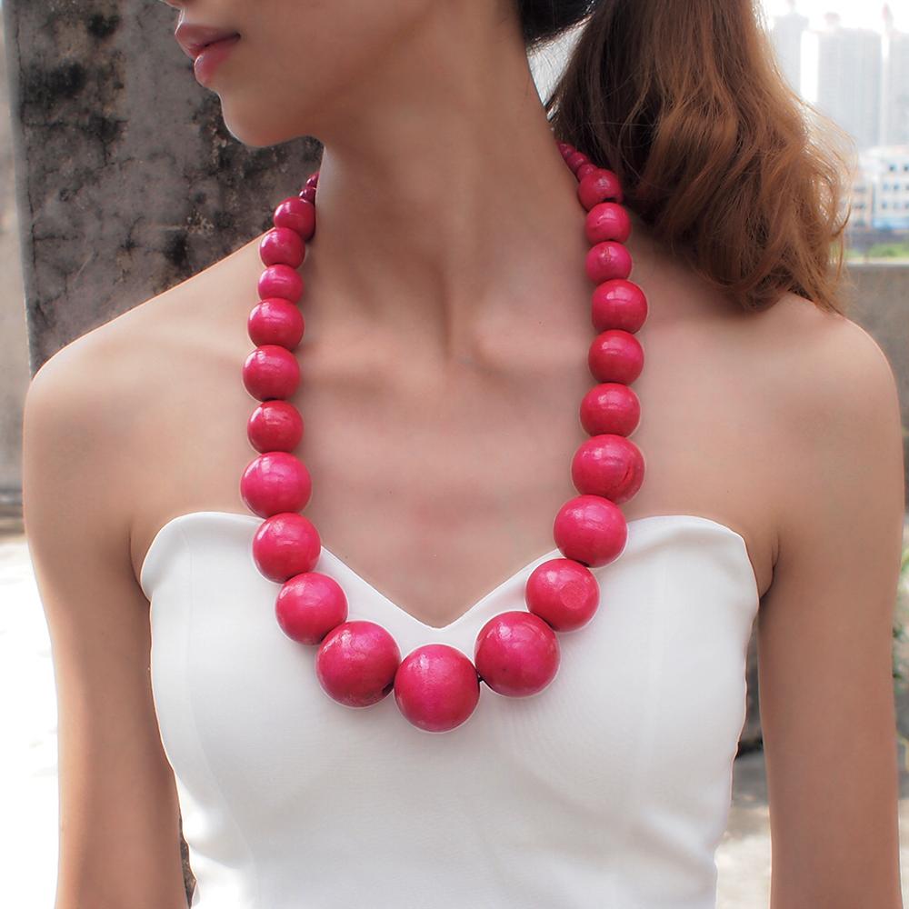 MANILAI Fashion Bohemia Colorful Unique Wood Beads Exaggerated Necklace For Women Statement Necklace Jewelry 2019 Accessories - AFRICAN SOUGOU
