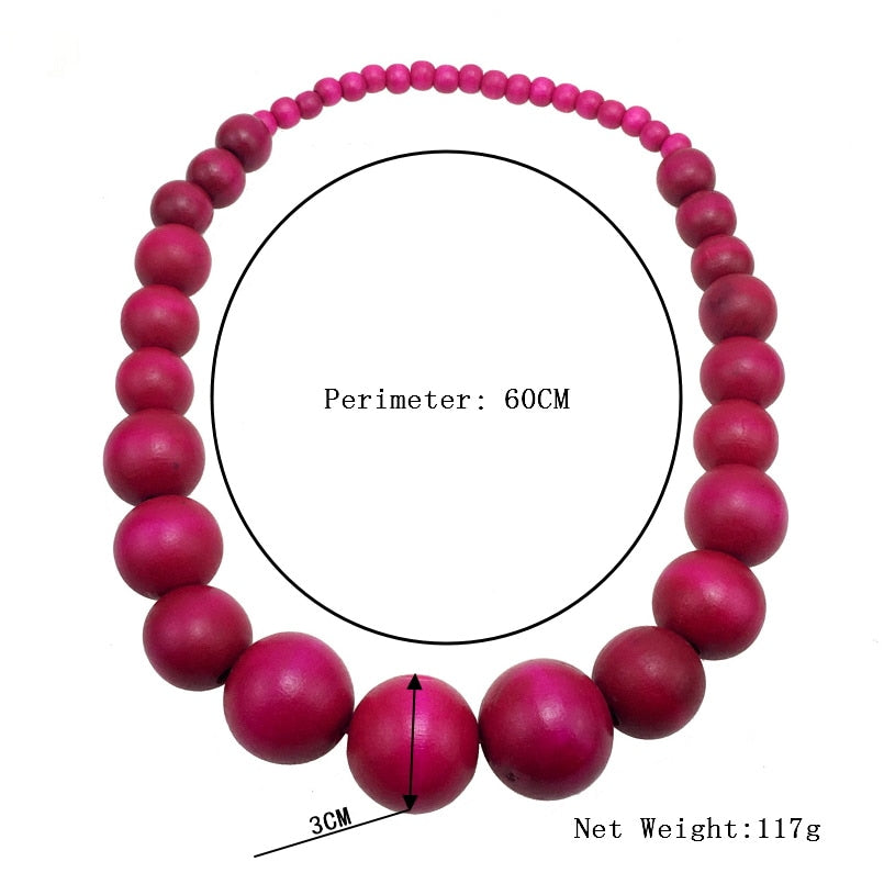 MANILAI Fashion Bohemia Colorful Unique Wood Beads Exaggerated Necklace For Women Statement Necklace Jewelry 2019 Accessories - AFRICAN SOUGOU