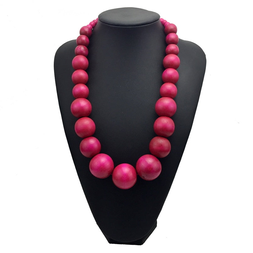 MANILAI Fashion Bohemia Colorful Unique Wood Beads Exaggerated Necklace For Women Statement Necklace Jewelry 2019 Accessories - AFRICAN SOUGOU