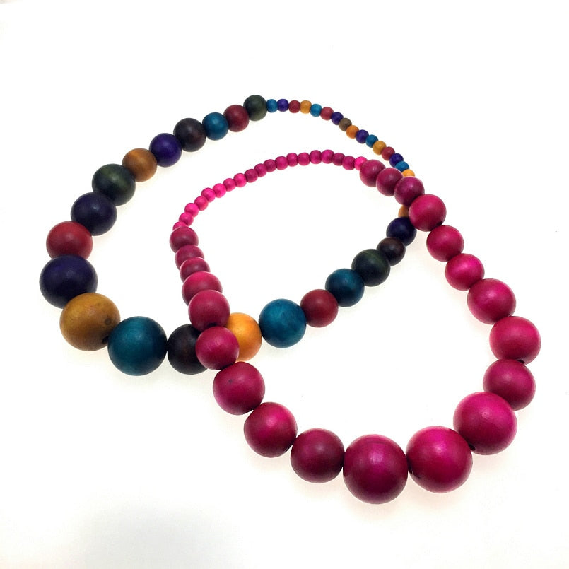MANILAI Fashion Bohemia Colorful Unique Wood Beads Exaggerated Necklace For Women Statement Necklace Jewelry 2019 Accessories - AFRICAN SOUGOU