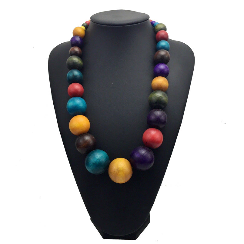 MANILAI Fashion Bohemia Colorful Unique Wood Beads Exaggerated Necklace For Women Statement Necklace Jewelry 2019 Accessories - AFRICAN SOUGOU