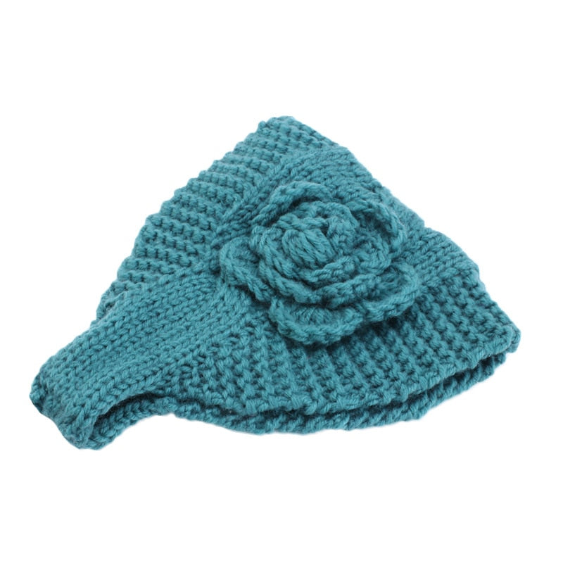 Handmade crochet flower headwrap knit headband