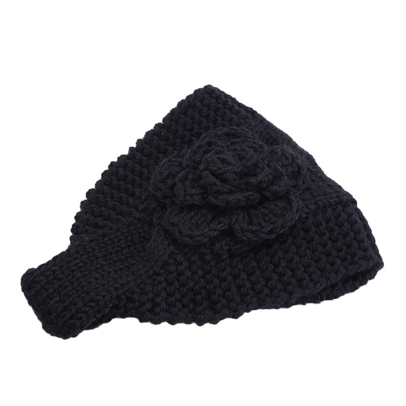 Handmade crochet flower headwrap knit headband