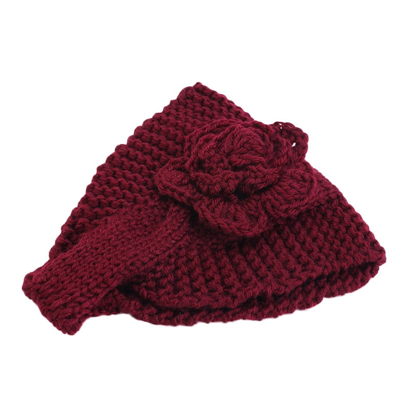 Handmade crochet flower headwrap knit headband