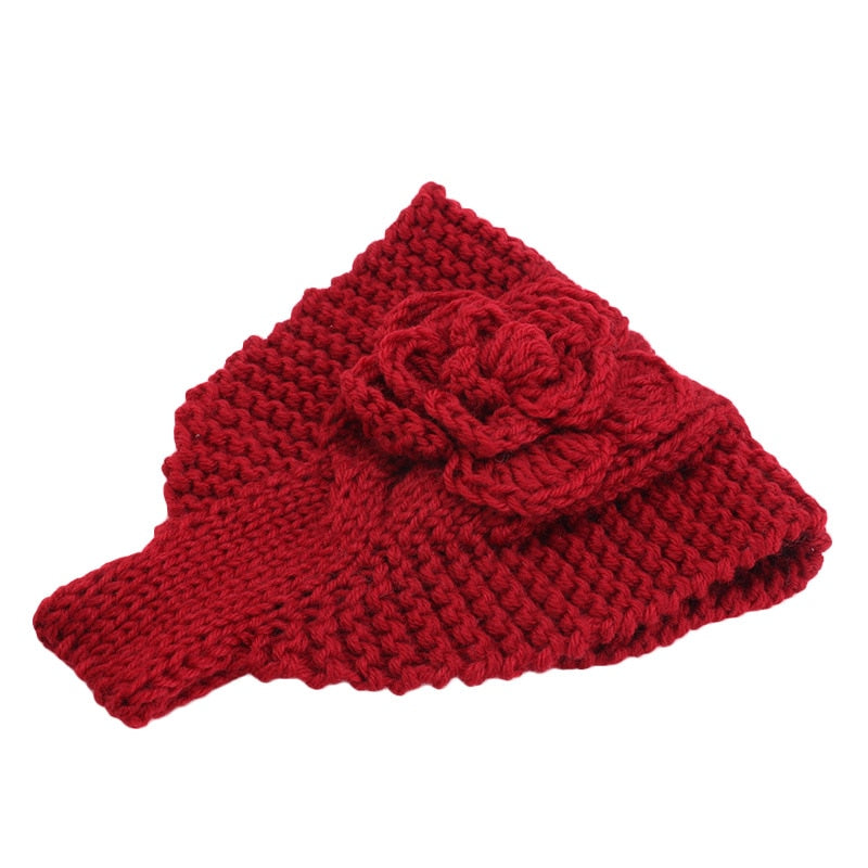 Handmade crochet flower headwrap knit headband