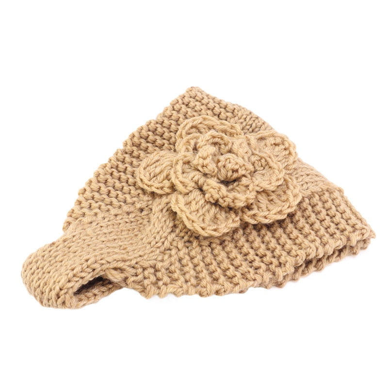 Handmade crochet flower headwrap knit headband