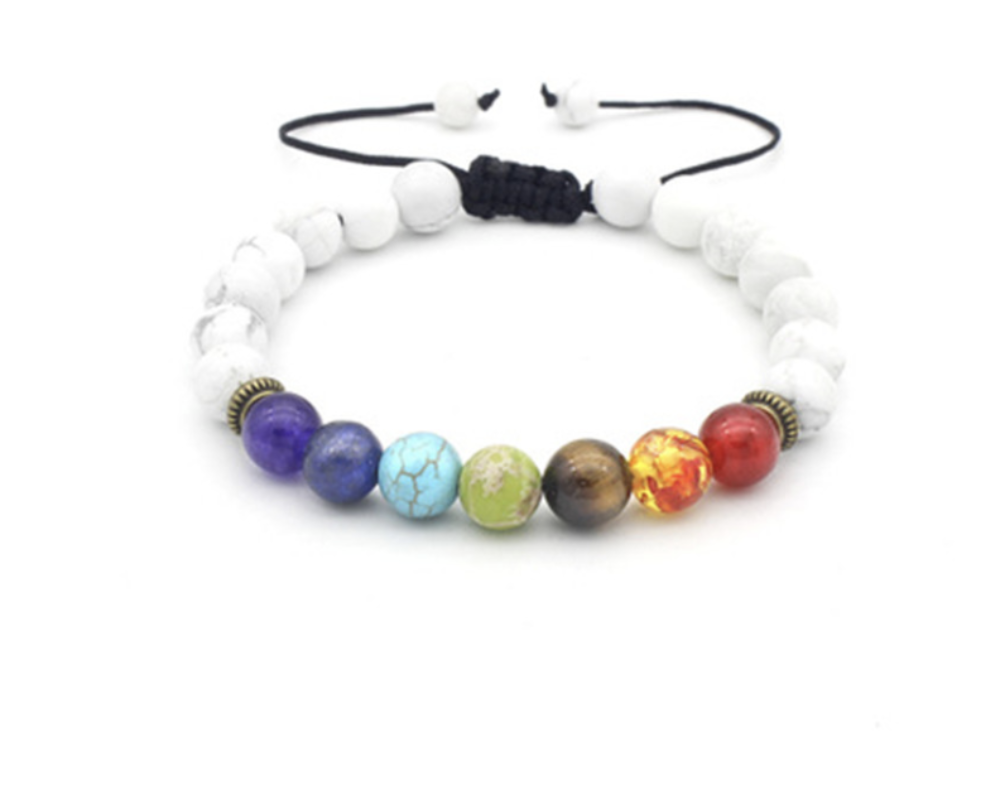 Men Women 8mm Lava Rock 7 Chakras Aromatherapy Essential Oil Diffuser Bracelet Braided Rope Natural Stone Yoga Beads Bracelet// African Sougou Collection - AFRICAN SOUGOU